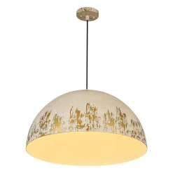 French Vintage Weathered Gilded Oversized Iron Dome Pendant