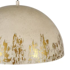 French Vintage Weathered Gilded Oversized Iron Dome Pendant