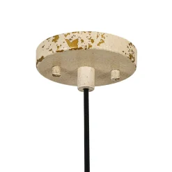 French Vintage Weathered Gilded Oversized Iron Dome Pendant