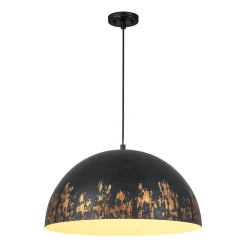 French Vintage Weathered Gilded Oversized Iron Dome Pendant