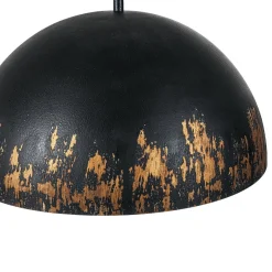 French Vintage Weathered Gilded Oversized Iron Dome Pendant