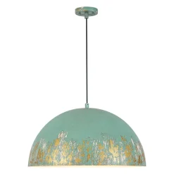 French Vintage Weathered Gilded Oversized Iron Dome Pendant