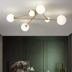 Frosted Bubble Linear Sputnik Semi Flush Mount