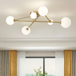Frosted Bubble Linear Sputnik Semi Flush Mount