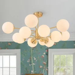 Frosted Glass Bubble 2-Tier Sputnik Semi Flush Chandelier