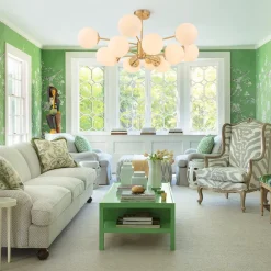 Frosted Glass Bubble 2-Tier Sputnik Semi Flush Chandelier