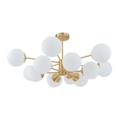Frosted Glass Bubble 2-Tier Sputnik Semi Flush Chandelier