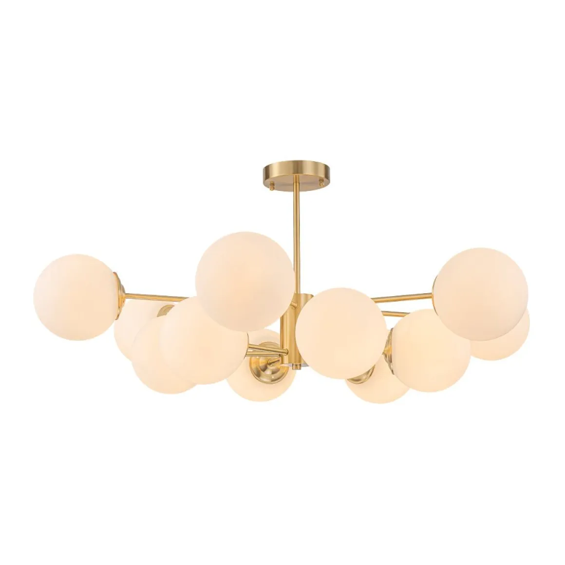 Frosted Glass Bubble 2-Tier Sputnik Semi Flush Chandelier