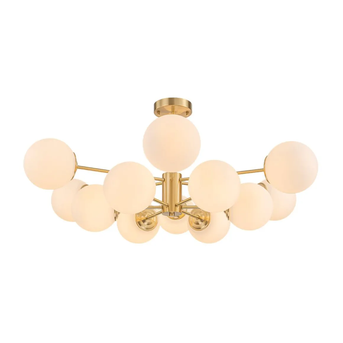 Frosted Glass Bubble 2-Tier Sputnik Semi Flush Chandelier