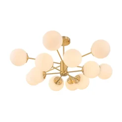 Frosted Glass Bubble 2-Tier Sputnik Semi Flush Chandelier