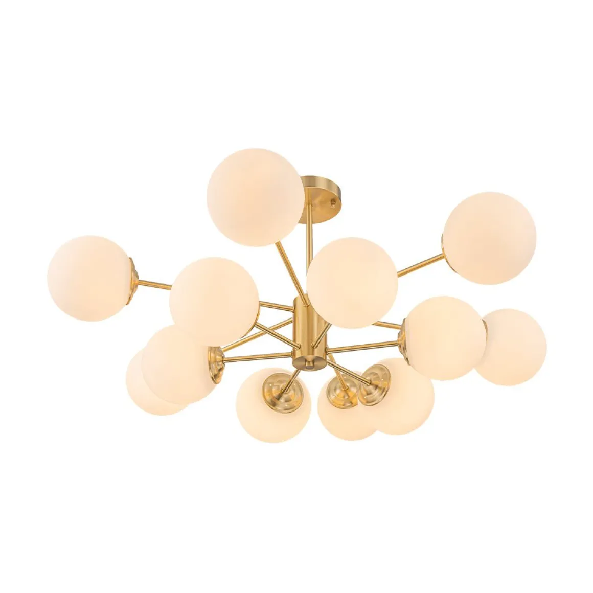 Frosted Glass Bubble 2-Tier Sputnik Semi Flush Chandelier
