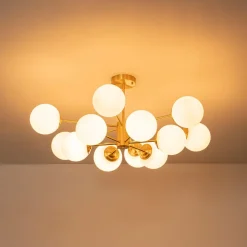 Frosted Glass Bubble 2-Tier Sputnik Semi Flush Chandelier