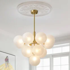 Frosted Ribbed Glass Bubble Chandelier