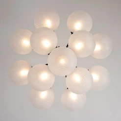 Frosted Ribbed Glass Bubble Chandelier