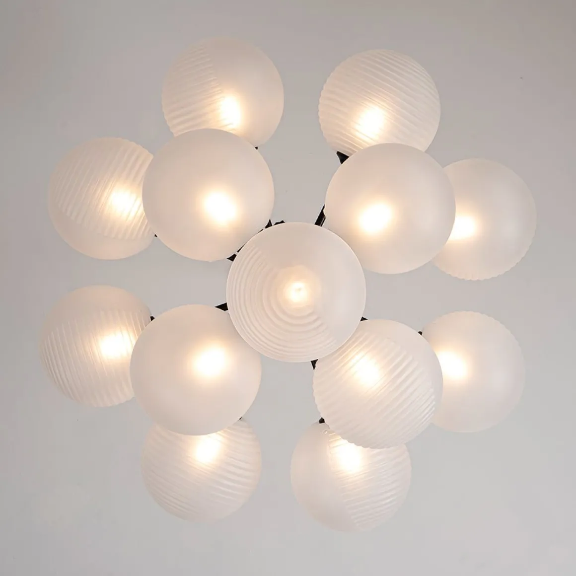 Frosted Ribbed Glass Bubble Chandelier