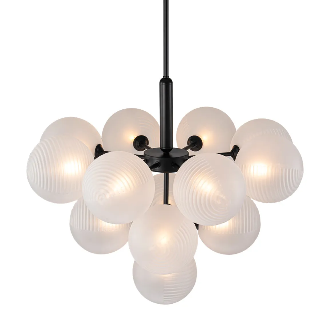 Frosted Ribbed Glass Bubble Chandelier