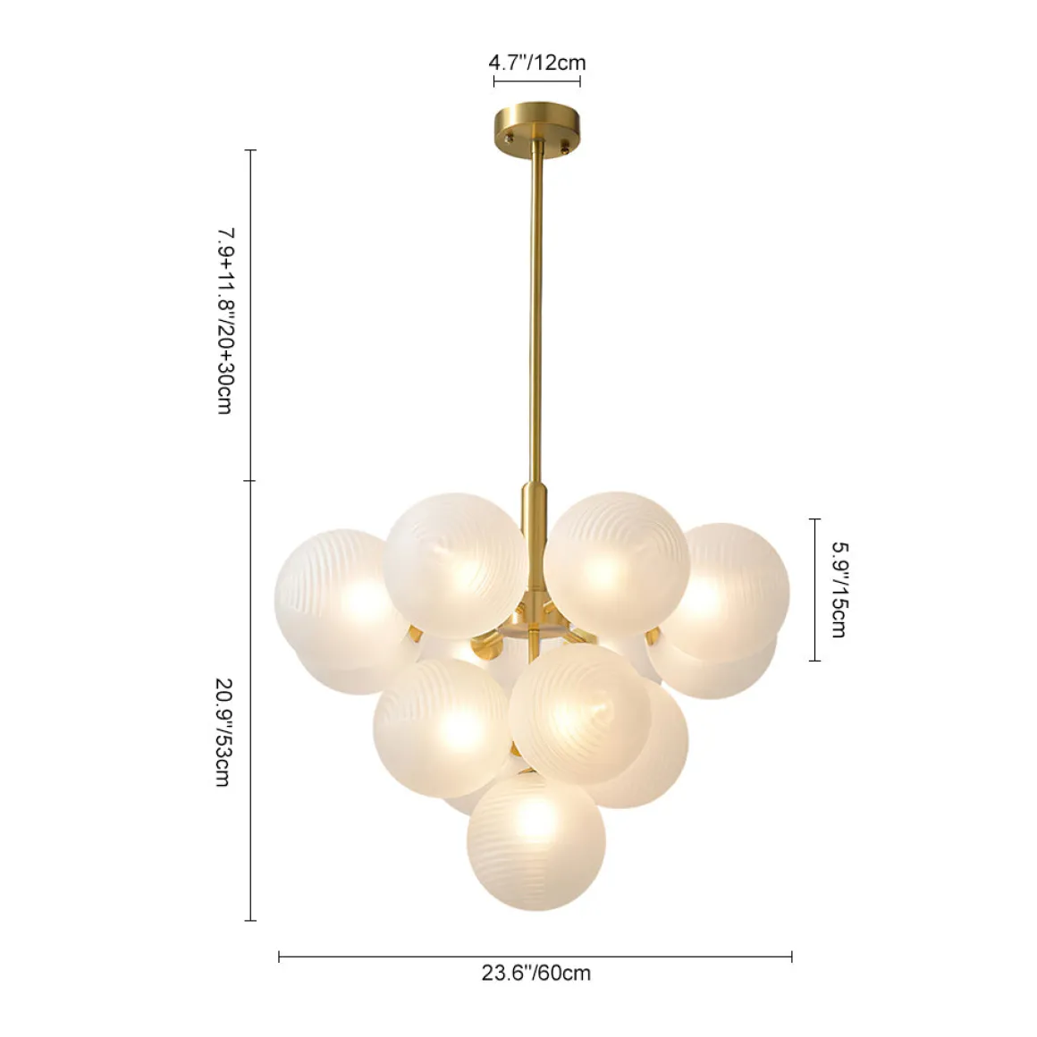 Frosted Ribbed Glass Bubble Chandelier