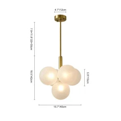 Frosted Ribbed Glass Bubble Chandelier