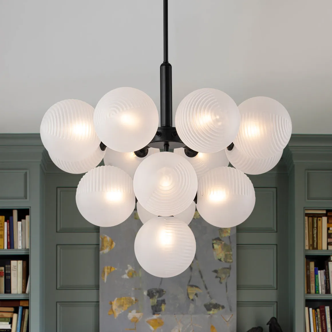 Frosted Ribbed Glass Bubble Chandelier
