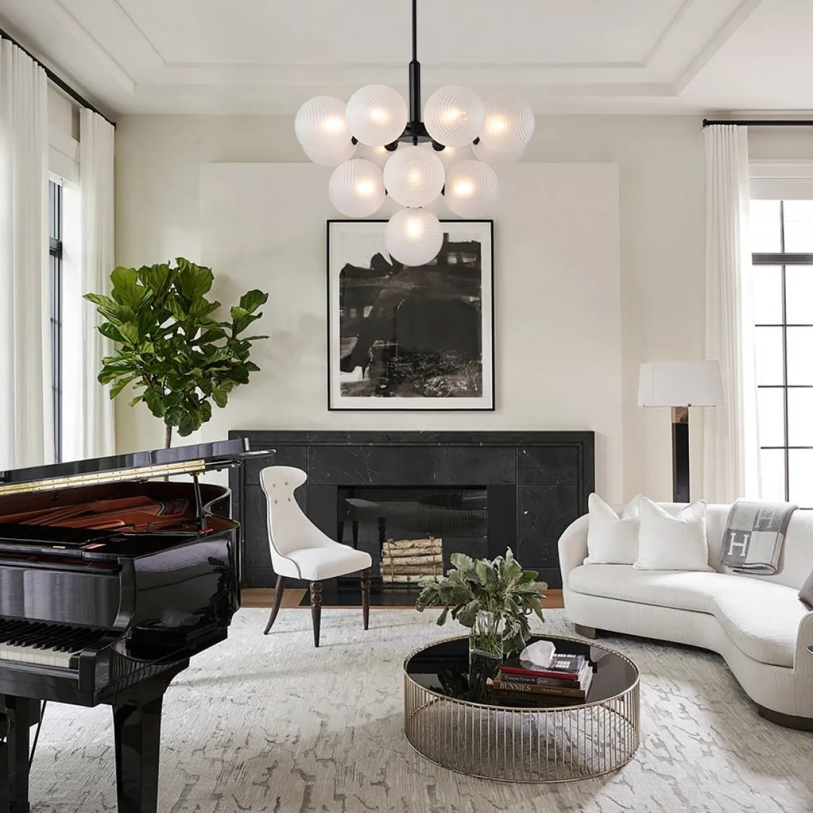 Frosted Ribbed Glass Bubble Chandelier