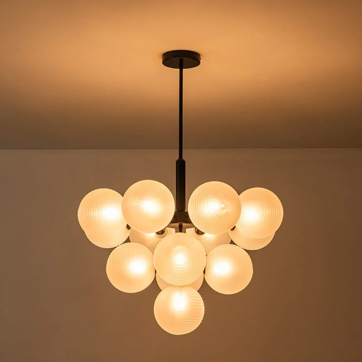 Frosted Ribbed Glass Bubble Chandelier