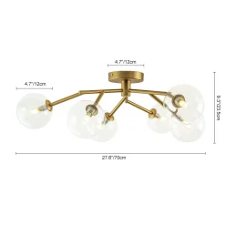 Funky Branch Style 6-Light Clear Glass Bubble Semi Flush Mount