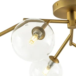 Funky Branch Style 6-Light Clear Glass Bubble Semi Flush Mount