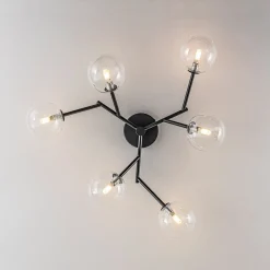Funky Branch Style 6-Light Clear Glass Bubble Semi Flush Mount