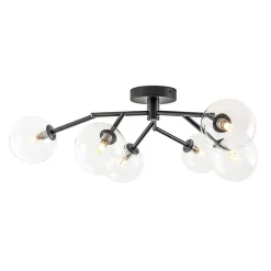 Funky Branch Style 6-Light Clear Glass Bubble Semi Flush Mount