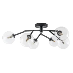 Funky Branch Style 6-Light Clear Glass Bubble Semi Flush Mount