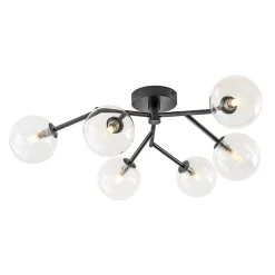 Funky Branch Style 6-Light Clear Glass Bubble Semi Flush Mount