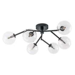 Funky Branch Style 6-Light Clear Glass Bubble Semi Flush Mount