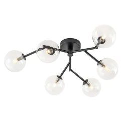 Funky Branch Style 6-Light Clear Glass Bubble Semi Flush Mount