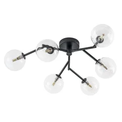Funky Branch Style 6-Light Clear Glass Bubble Semi Flush Mount