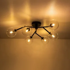 Funky Branch Style 6-Light Clear Glass Bubble Semi Flush Mount