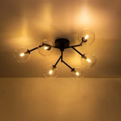 Funky Branch Style 6-Light Clear Glass Bubble Semi Flush Mount