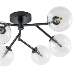 Funky Branch Style 6-Light Clear Glass Bubble Semi Flush Mount