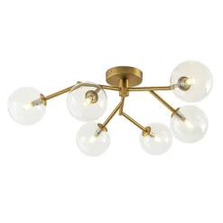 Funky Branch Style 6-Light Clear Glass Bubble Semi Flush Mount