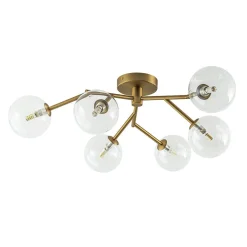 Funky Branch Style 6-Light Clear Glass Bubble Semi Flush Mount