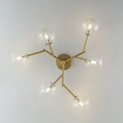 Funky Branch Style 6-Light Clear Glass Bubble Semi Flush Mount