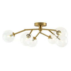 Funky Branch Style 6-Light Clear Glass Bubble Semi Flush Mount