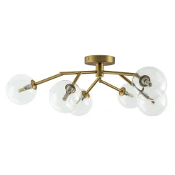 Funky Branch Style 6-Light Clear Glass Bubble Semi Flush Mount
