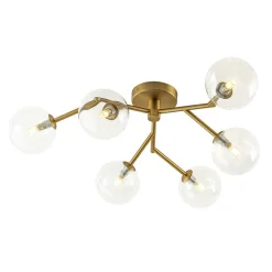 Funky Branch Style 6-Light Clear Glass Bubble Semi Flush Mount