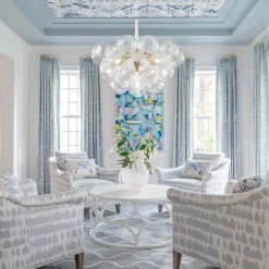 Funky Cluster Clear Faceted Glass Orb Bubble Chandelier