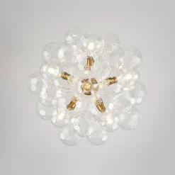 Funky Cluster Clear Faceted Glass Orb Bubble Chandelier