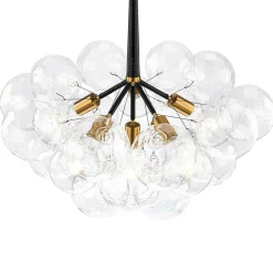 Funky Cluster Clear Faceted Glass Orb Bubble Chandelier