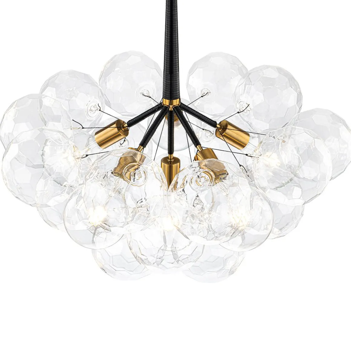 Funky Cluster Clear Faceted Glass Orb Bubble Chandelier