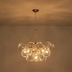 Funky Cluster Clear Faceted Glass Orb Bubble Chandelier