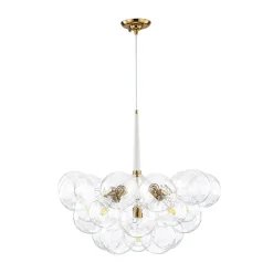 Funky Cluster Clear Faceted Glass Orb Bubble Chandelier