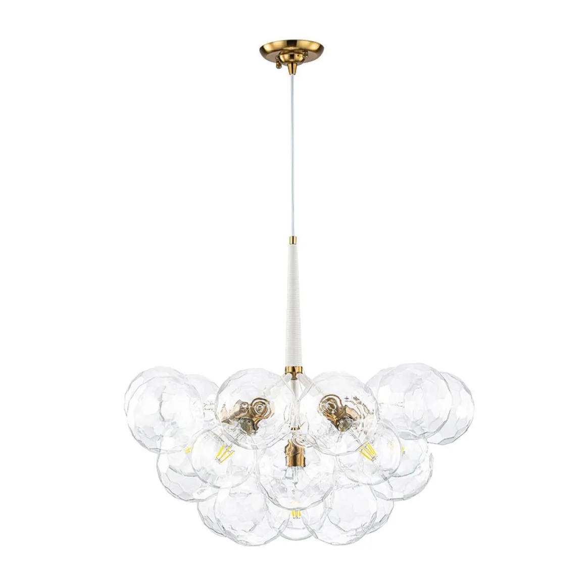 Funky Cluster Clear Faceted Glass Orb Bubble Chandelier